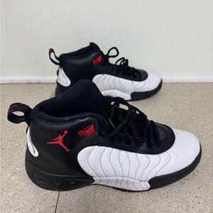Nike Black and White Kids Basketball Shoes with Red Jumpman